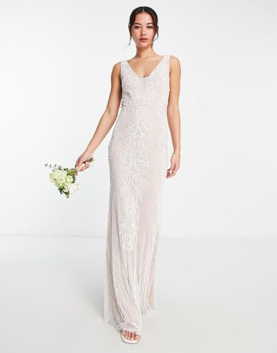 Vestito lungo da sposa premium con scollo a V e decorazioni avorio - Frock and Frill - Modalova