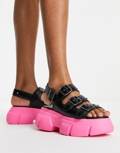 KOI - Sticky Secrets - Sandali neri con suola spessa rosa - Koi Footwear - Modalova