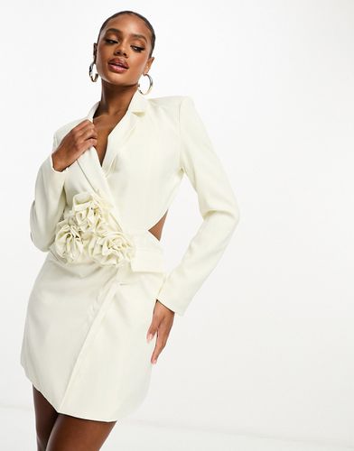Vestito blazer corto aperto dietro con dettaglio stile corsetto color avorio - Kaiia - Modalova