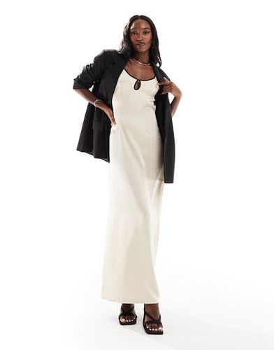Vestito lungo color crema aperto sul retro con laccetti e spalline sottili a contrasto - Kaiia - Modalova