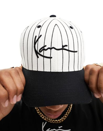 Cappellino da baseball beige a righe nere con visiera a contrasto e logo - Karl Kani - Modalova