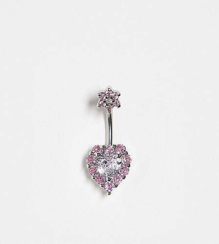 Piercing per l'ombelico con pietre rosa a cuore - Kingsley Ryan - Modalova