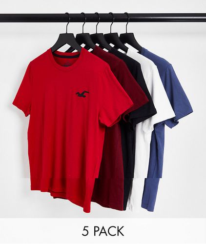 Exploded Icon - Confezione da 5 T-shirt con logo nera, blu, rossa e bianca - Hollister - Modalova