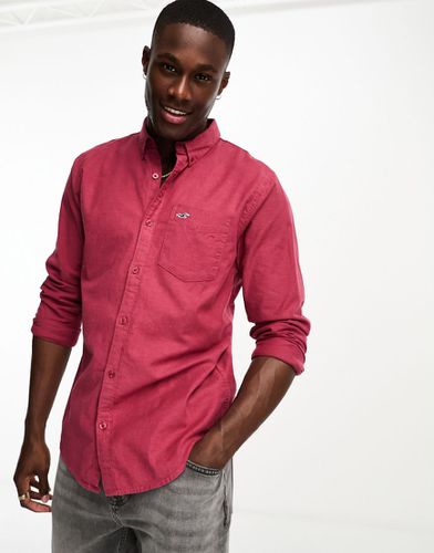 Icon - Camicia a maniche lunghe rossa con logo - Hollister - Modalova