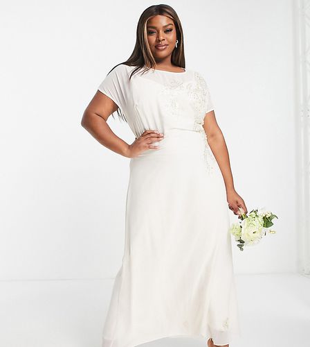 Bridal - Vestito lungo da sposa ricamato color avorio allacciato sul retro - Hope & Ivy Plus - Modalova