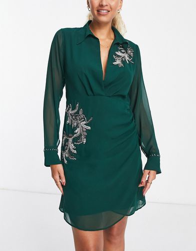 Vestito camicia corto smeraldo con decorazioni - Hope & Ivy - Modalova