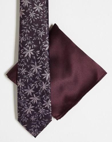 Cravatta bordeaux a fiori con fazzoletto da taschino - Harry Brown - Modalova