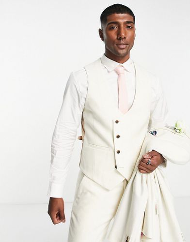 Wedding - Gilet monopetto slim fit in misto lana color crema - Harry Brown - Modalova