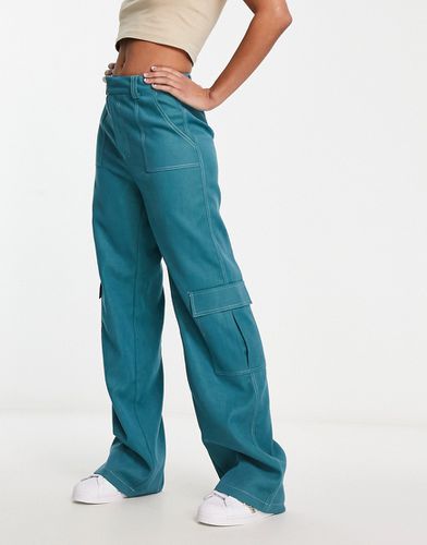 Pantaloni a fondo ampio cargo verde-azzurri - Heartbreak - Modalova