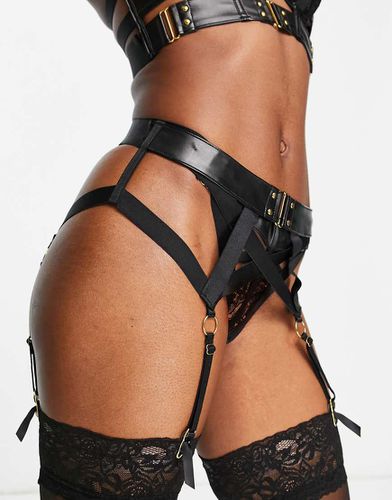 Occult - Reggicalze in pizzo ed ecopelle PU con cintura e dettagli in metallo - Hunkemoller - Modalova