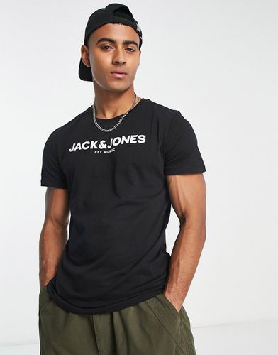 T-shirt nera con logo - Jack & Jones - Modalova