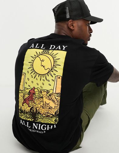 T-shirt nera con stampa "All Day" - Jack & Jones - Modalova