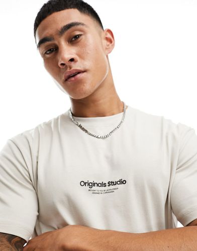 T-shirt oversize beige con stampa "Originals" - Jack & Jones - Modalova