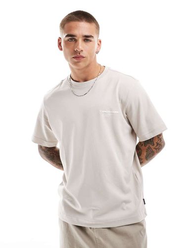 T-shirt oversize beige con stampa sul petto - Jack & Jones - Modalova