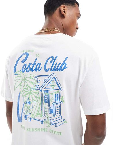 T-shirt oversize bianca con stampa "Costa Club" - Jack & Jones - Modalova