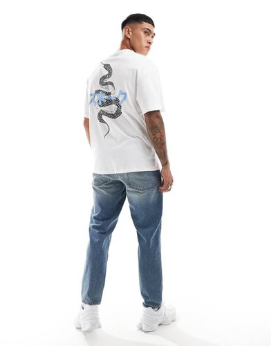 T-shirt oversize bianca con stampa di serpente sul retro - Jack & Jones - Modalova