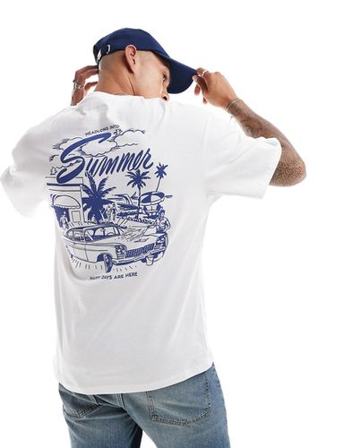 T-shirt oversize bianca con stampa estiva sul retro - Jack & Jones - Modalova