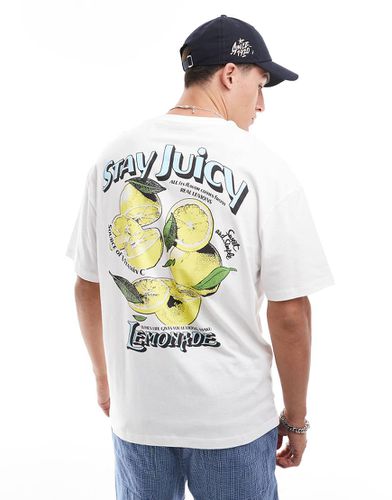 T-shirt oversize bianca con stampa "Stay Juicy" sul retro - Jack & Jones - Modalova