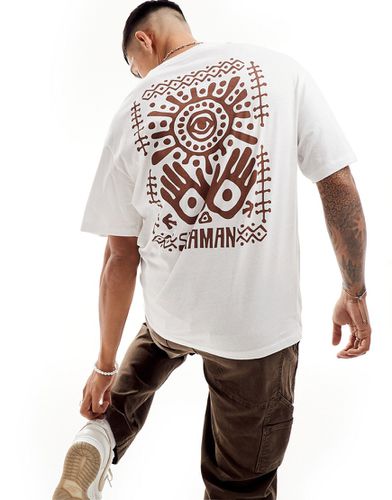 T-shirt oversize bianca con stampa "Shaman" sul retro - Jack & Jones - Modalova