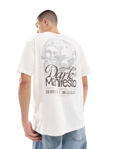 T-shirt oversize sporco con stampa "Dark Manifesto" sul retro - Jack & Jones - Modalova