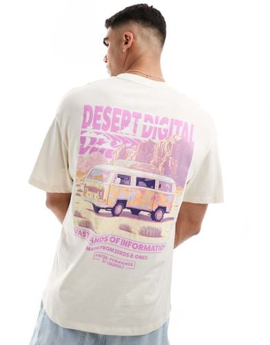 T-shirt oversize color burro con stampa di deserto sul retro - Jack & Jones - Modalova