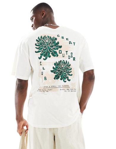 T-shirt chiaro oversize con stampa "Great Outdoors" sul retro - Jack & Jones - Modalova