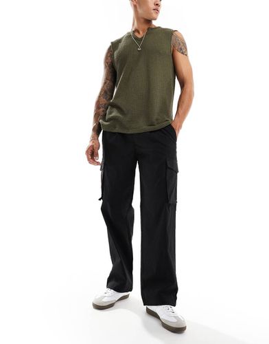 Bill - Pantaloni cargo tecnici ampi con coulisse neri - Jack & Jones - Modalova