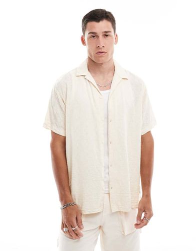 Camicia oversize jacquard écru con rever - Jack & Jones - Modalova