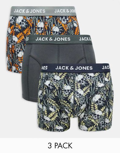 Confezione da 3 paia di boxer aderenti con stampa di teschi - Jack & Jones - Modalova