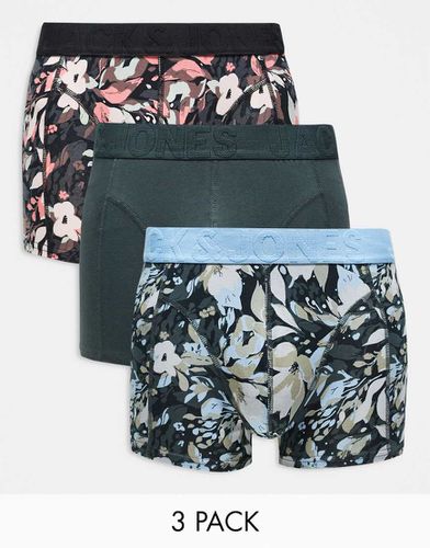 Confezione da 3 paia di boxer aderenti con stampa a fiori - Jack & Jones - Modalova