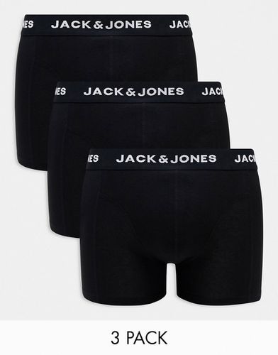 Confezione da 3 paia di boxer aderenti neri con fascia in vita con logo - Jack & Jones - Modalova