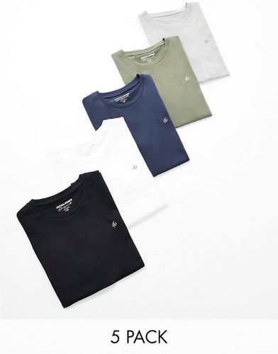 Confezione da 5 T-shirt slim fit - Jack & Jones - Modalova