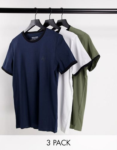 Confezione da tre T-shirt girocollo con logo - Jack & Jones - Modalova