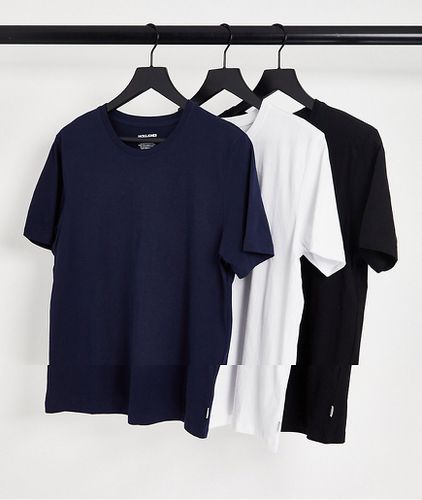 Essentials - Confezione da 3 T-shirt in cotone nero, bianco e blu navy - MULTI - Jack & Jones - Modalova