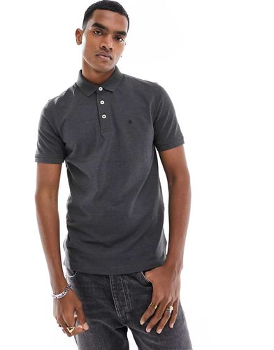 Essentials - Polo slim in piqué scuro mélange con logo - Jack & Jones - Modalova