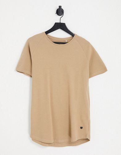 Essentials - T-shirt taglio lungo con fondo arrotondato beige in coordinato - Jack & Jones - Modalova