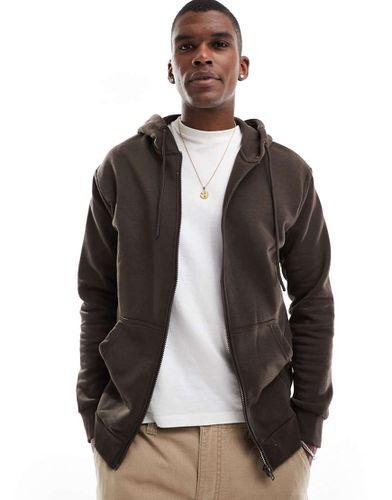 Felpa oversize cioccolato con cappuccio e chiusura con zip - Jack & Jones - Modalova