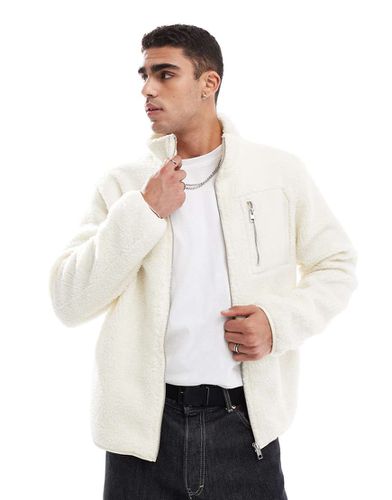 Giacca bianca in pile effetto teddy - Jack & Jones - Modalova