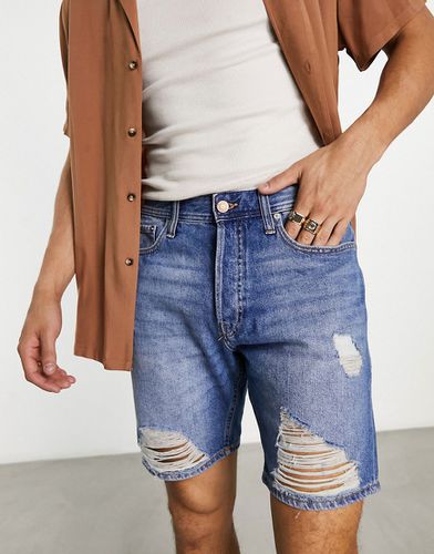 Intelligence - Pantaloncini di jeans comodi lavaggio chiaro con sdruciture - Jack & Jones - Modalova