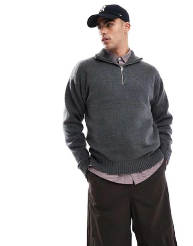 Maglione soffice scuro con zip corta - Jack & Jones - Modalova