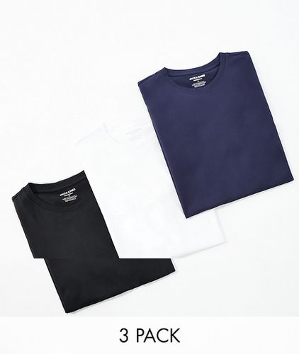 Originals - Confezione da 3 paia di T-shirt lunghe con fondo arrotondato bianco blu navy e nero - Jack & Jones - Modalova
