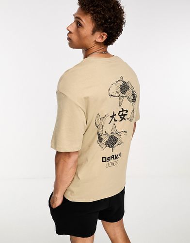 Originals - T-shirt oversize color terracotta con stampa di carpe sul retro - Jack & Jones - Modalova