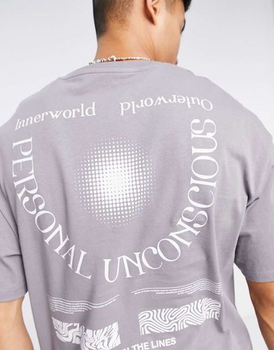 Originals - T-shirt oversize scuro con stampa "Inner World" sul retro - Jack & Jones - Modalova