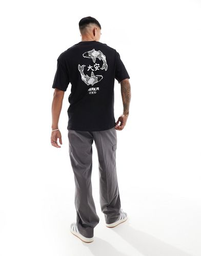 Originals - T-shirt oversize nera con stampa di carpe sul retro - Jack & Jones - Modalova