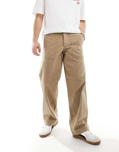 Pantaloni larghi beige a spina di pesce - Jack & Jones - Modalova