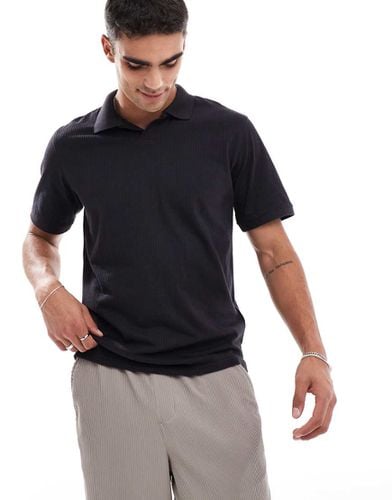 Polo nera plissé con intaglio sullo scollo - Jack & Jones - Modalova