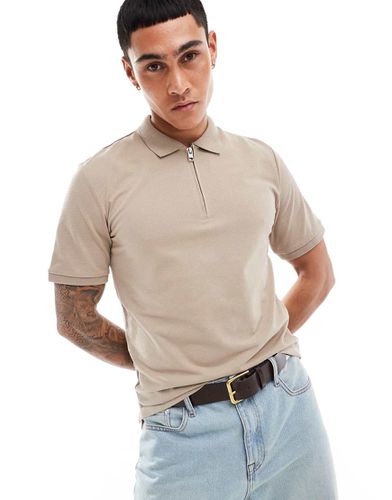 Polo beige con zip - Jack & Jones - Modalova