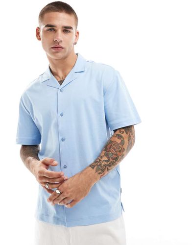 Premium - Camicia in jersey azzurra con colletto con rever - Jack & Jones - Modalova