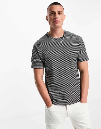 Premium - T-shirt a righe bianche in misto lino - Jack & Jones - Modalova