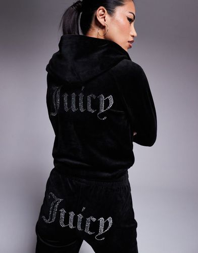 Felpa con cappuccio in velour nera in coordinato - Juicy Couture - Modalova